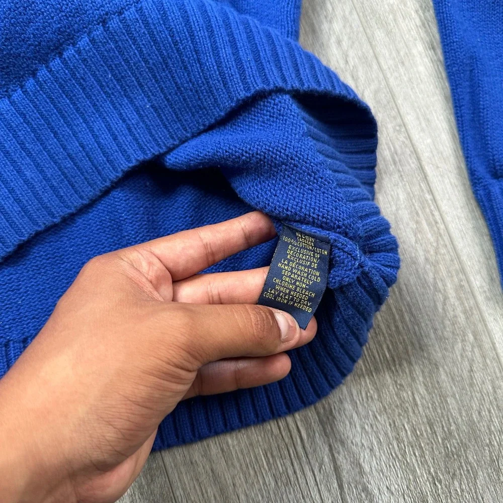 Polo Ralph Lauren Blue Crewneck Sweater Men's M Red Pony Logo